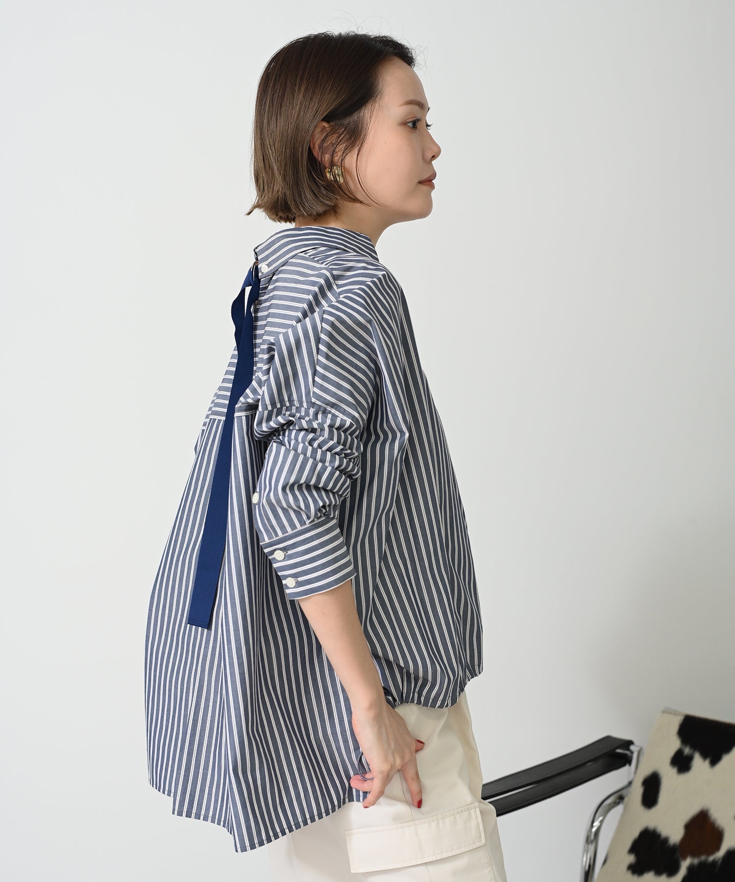 ネイビーストライプ　model：H167