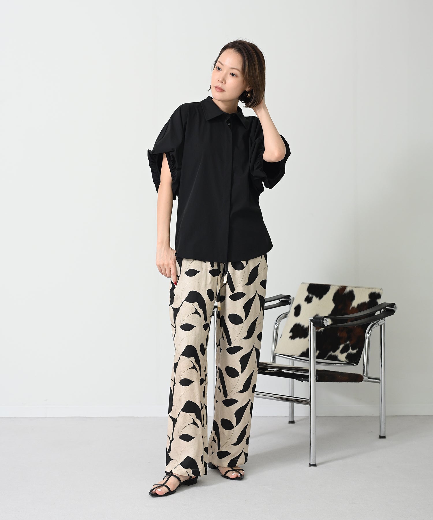 Printed Satin Twill Pants
