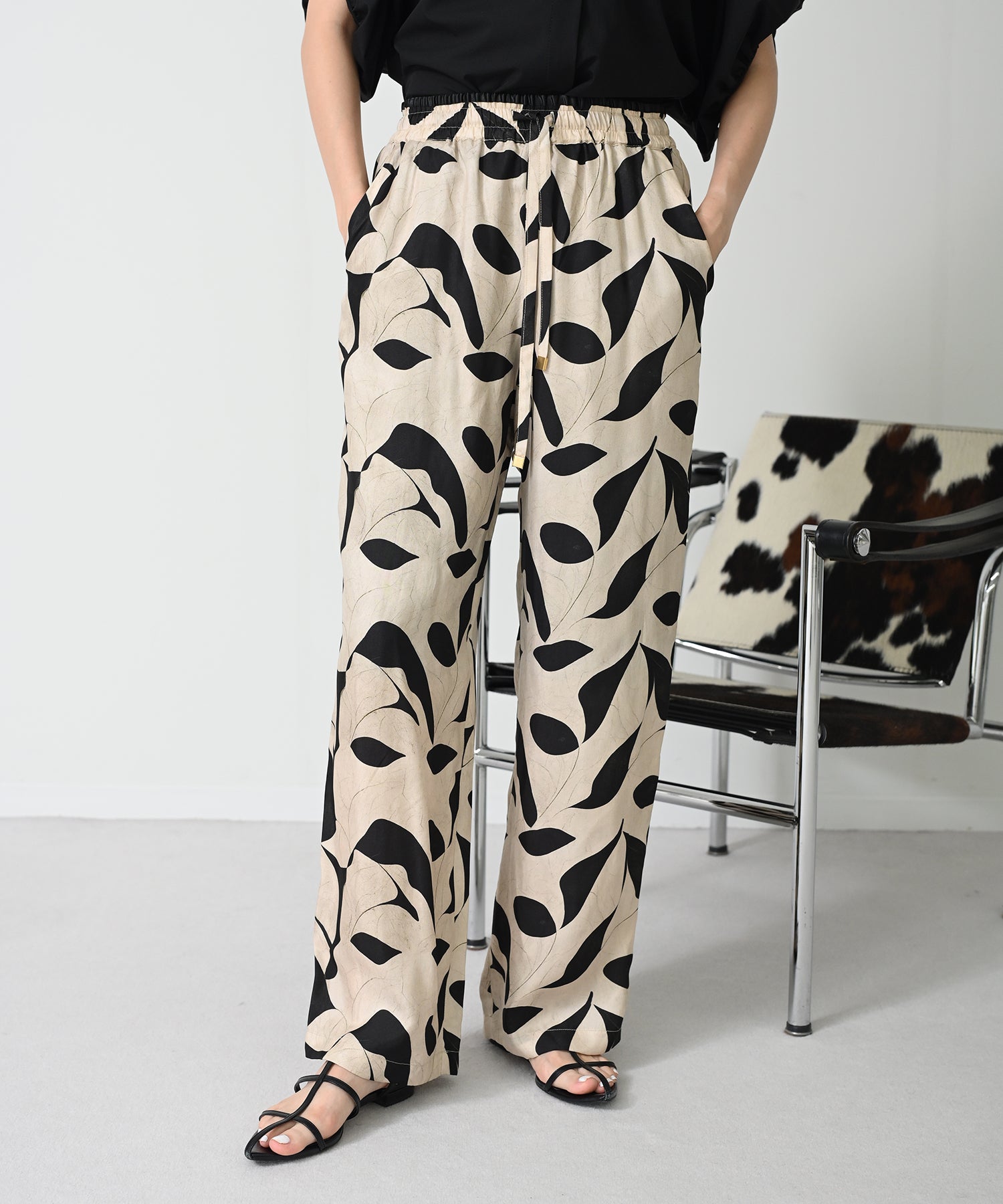 Printed Satin Twill Pants