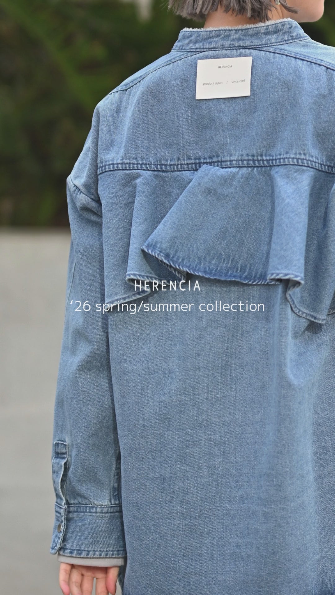 Back-Frill Denim Blouse