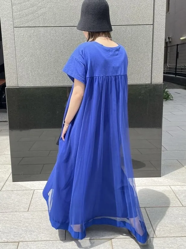 Back tulle summer long dress