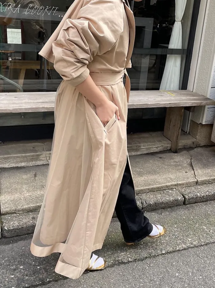 Back tulle spring trench coat