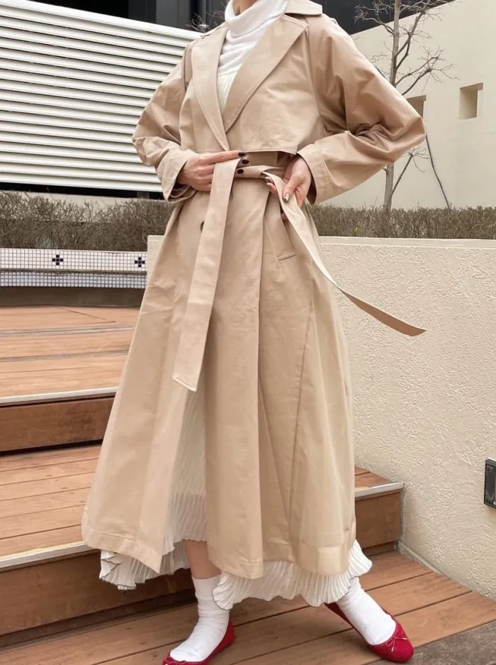 Back tulle spring trench coat