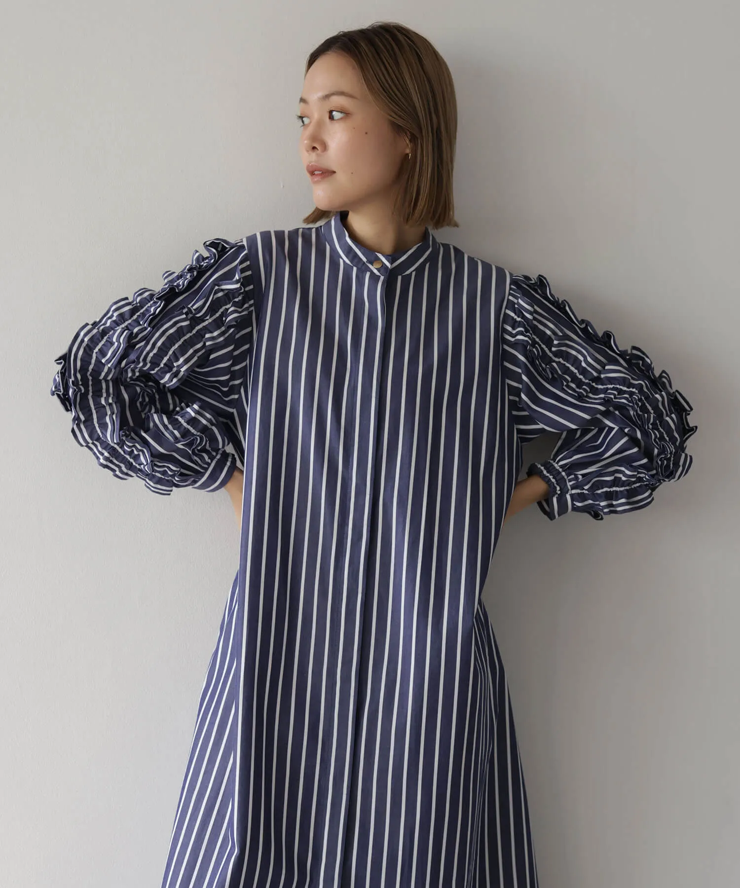 Frill balloon sleeve shirt onepiece | HERENCIA(ヘレンチア