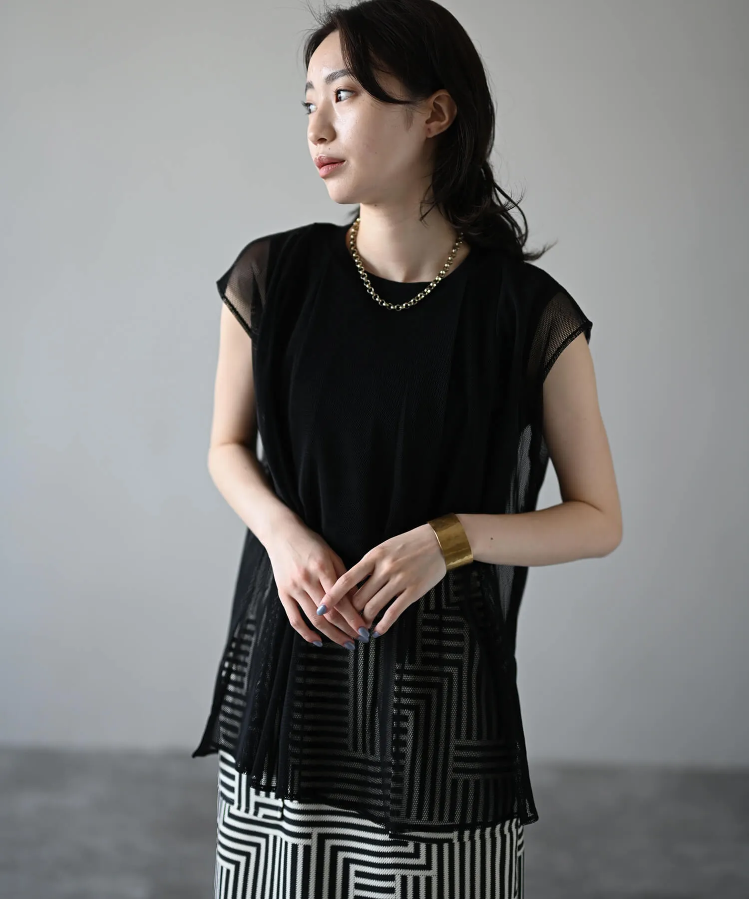 Tulle docking sleeveless tops | HERENCIA(ヘレンチア) | HERENCIA