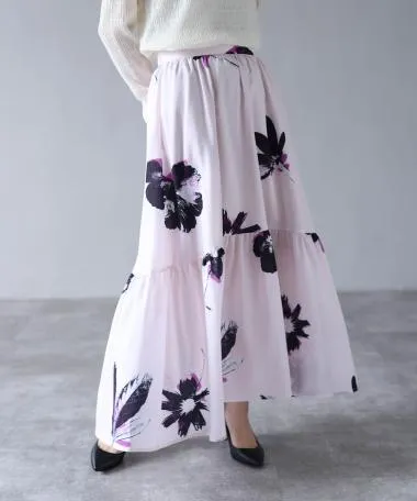 HERENCIA / flower graphic gathered skirt