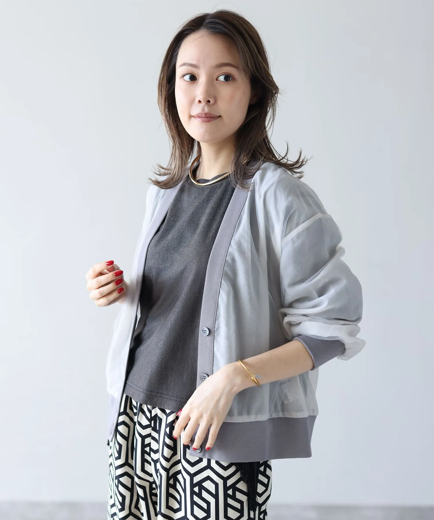 see-through and ribbed cardigan | HERENCIA(ヘレンチア) | HERENCIA 