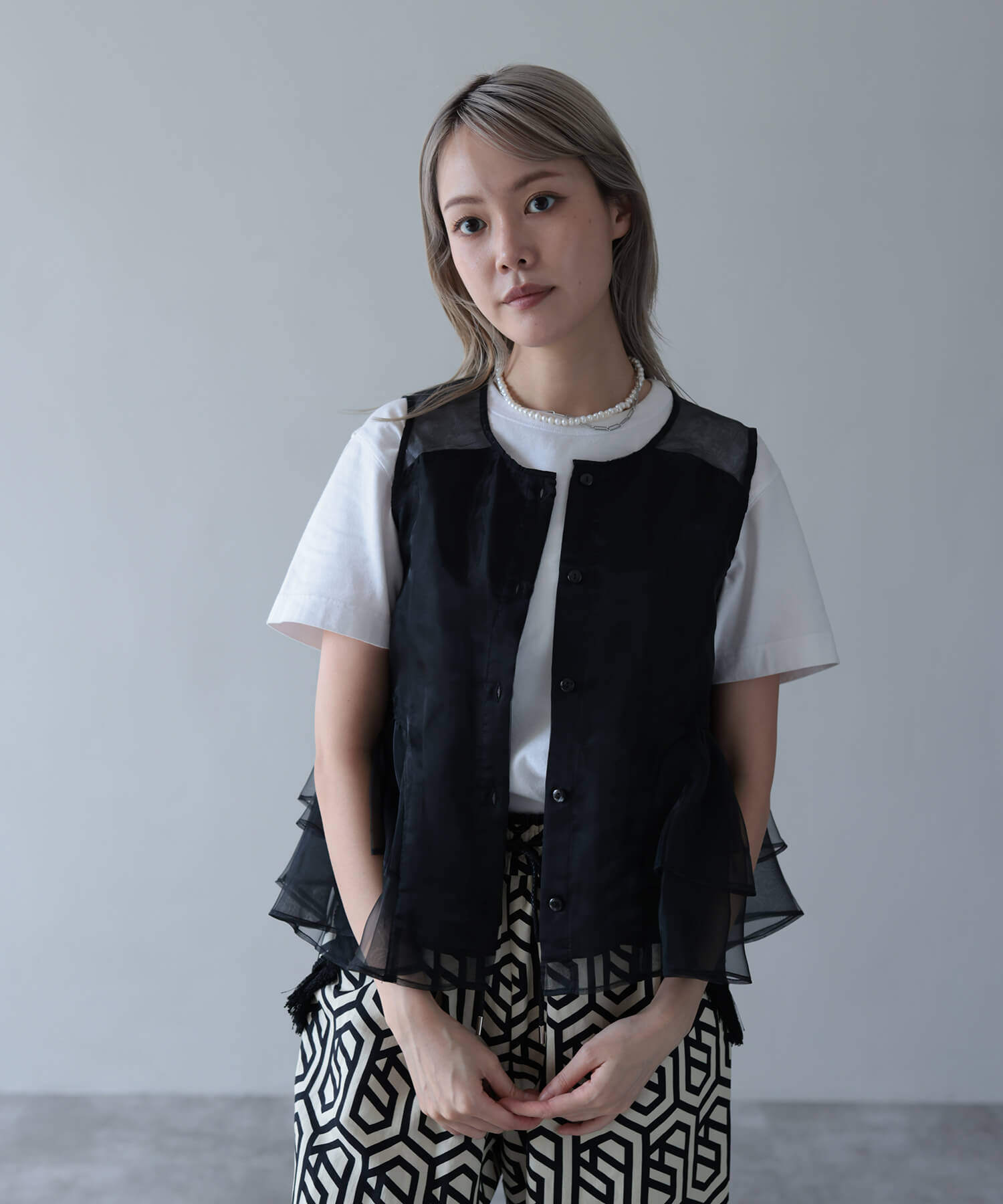 Organdy 2-tier ruffle vest | HERENCIA(ヘレンチア) | HERENCIA 