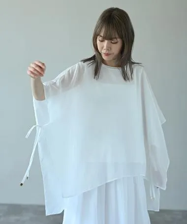 HERENCIA / Big size side ribbon blouse