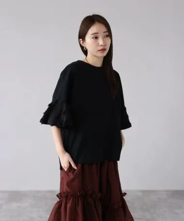 HERENCIA / Sleeve flare fringe cut and sew