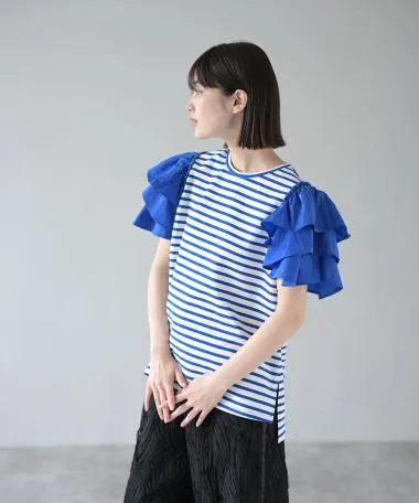 HERENCIA / 【Time sale】Three-tier tiered border cut and sew