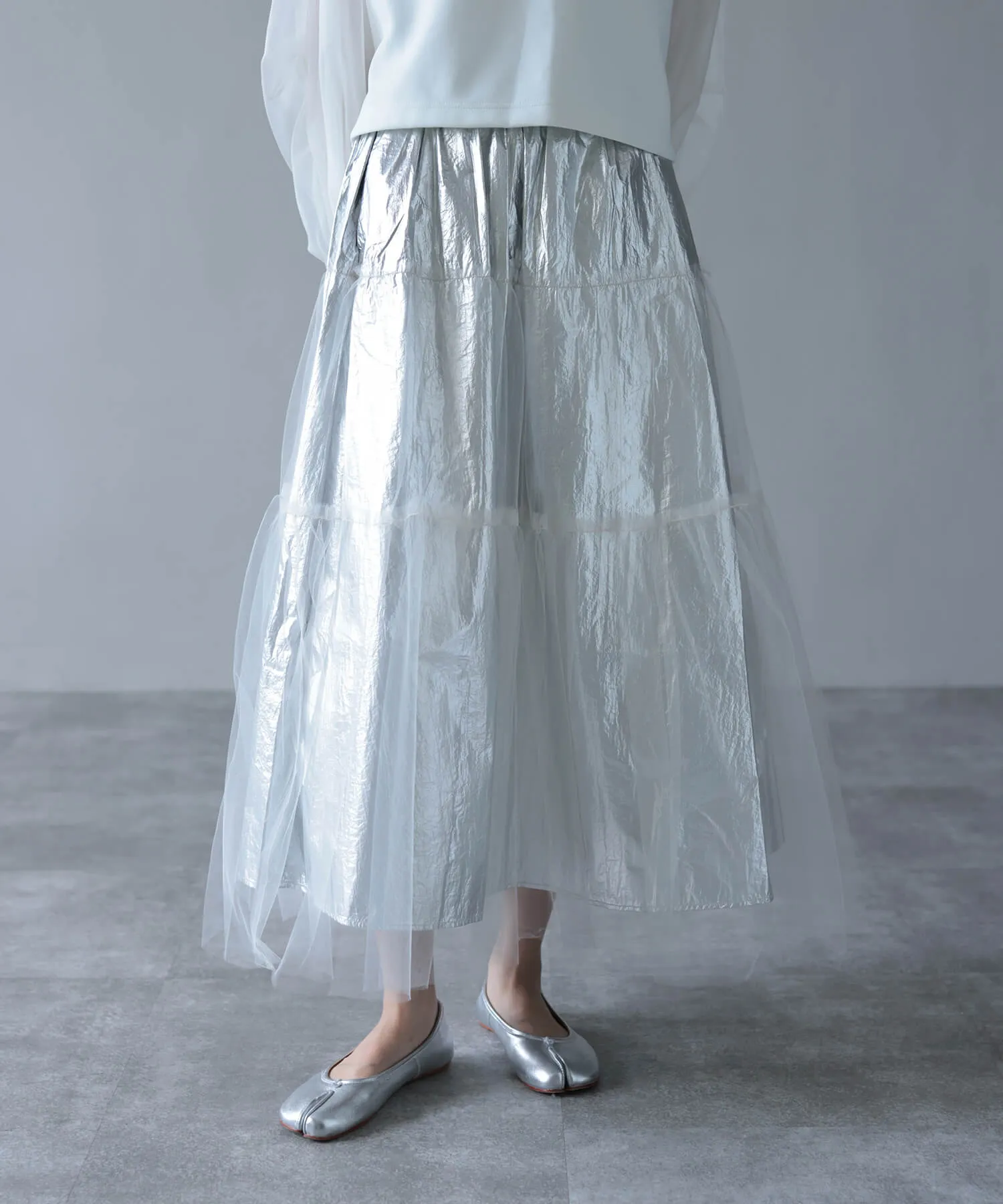 tulle docking metallic tiered skirt | HERENCIA(ヘレンチア) | HERENCIA (ヘレンチア) |  ONLINE STORE【公式】