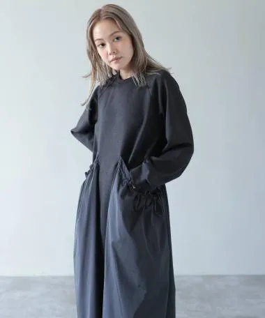 HERENCIA / Side drawstring long sleeve dress