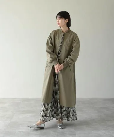 HERENCIA / Rib volume sleeve long coat