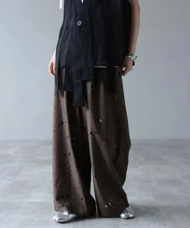 HERENCIA / Cutting lace straight pants