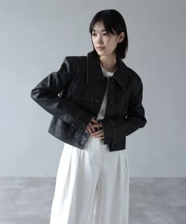 HERENCIA / Leather short jacket