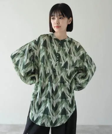 HERENCIA / chevron print balloon sleeve blouse