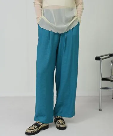 HERENCIA / Rayon tuck wide pants