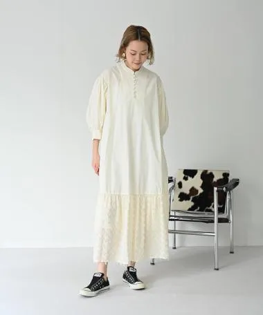 HERENCIA / 【プレオーダー10%OFF】Hem fringe covered button dress