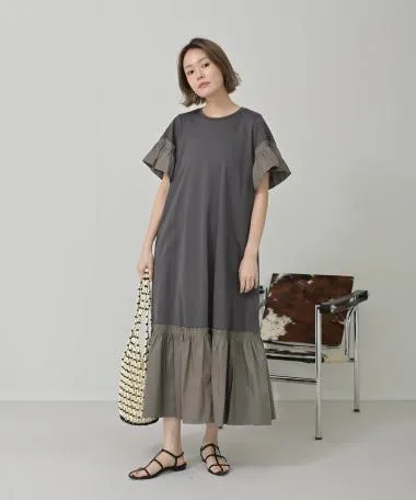 HERENCIA / Different material docking cut dress