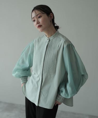 HERENCIA / Pintuck sheer sleeve blouse