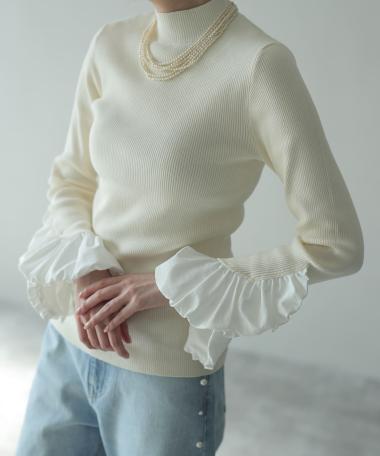 HERENCIA / Balloon knit with frilled sleeves