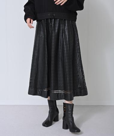 HERENCIA / Perforated faux leather skirt