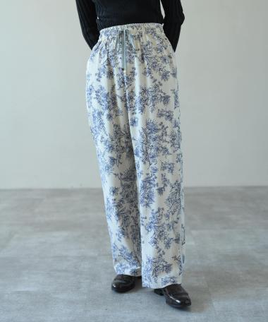 HERENCIA / Piping line floral print pants